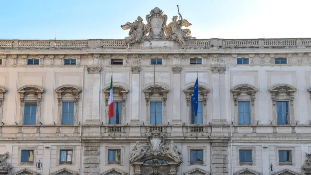 Facciata della Corte Costituzionale a Roma, sede della Consulta